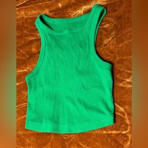 Green Cropped Tank Top